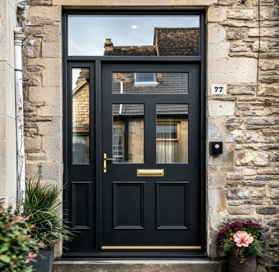 Q-001  Aluminum  doors with glass  | Flame Retardant | Customized Size | Luxury Villa Entry
