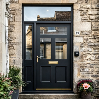 Q-001  Aluminum  doors with glass  | Flame Retardant | Customized Size | Luxury Villa Entry
