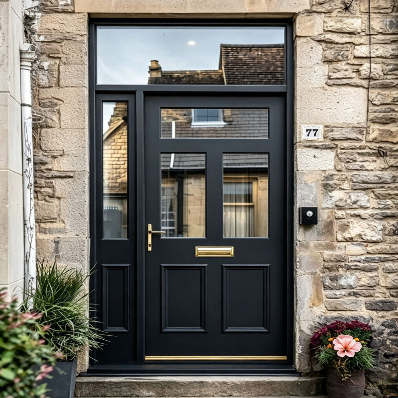 Aluminum door with glass