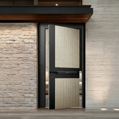Z-011 Aluminum Unequal Double Doors | Flame Retardant | Customized Size | Luxury Villa Entry