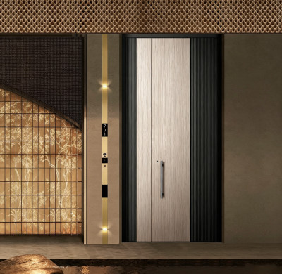 Z-016 Aluminum Unequal Double Doors | Flame Retardant | Customized Size | Luxury Villa Entry