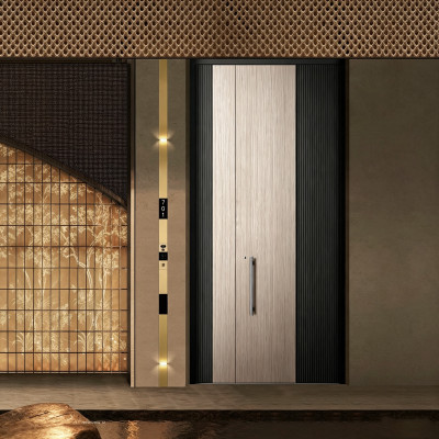 Z-016 Aluminum Unequal Double Doors | Flame Retardant | Customized Size | Luxury Villa Entry