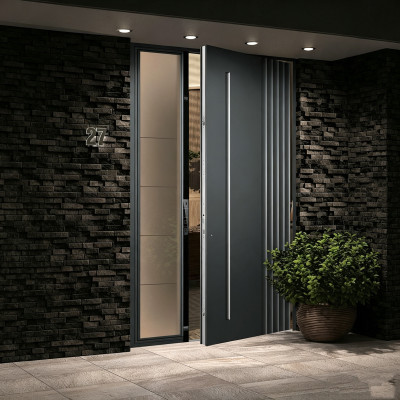 Z-022 Aluminum Unequal Double Doors | Flame Retardant | Customized Size | Luxury Villa Entry