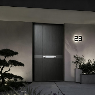 Z-027 Aluminum Unequal Double Doors | Flame Retardant | Customized Size | Luxury Villa Entry
