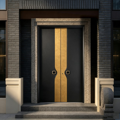 S-013 Aluminum Double Door | Flame Retardant | Customized Size | Luxury Villa Entry