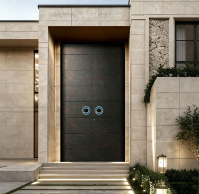 S-019 Aluminum Double Door | Flame Retardant | Customized Size | Luxury Villa Entry