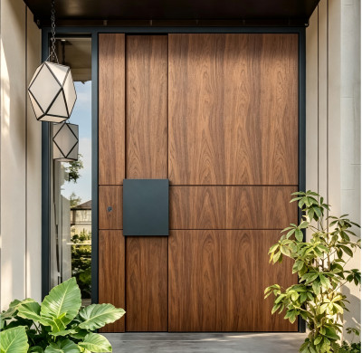P-074 Aluminum pivot doors with glass  | Flame Retardant | Customized Size | Luxury Villa Entry