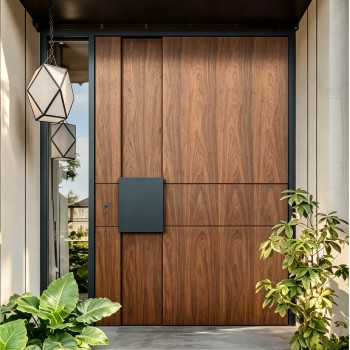 P-074 Polar Black Wood Grain Glass Door | 8mm Plate | Custom Size