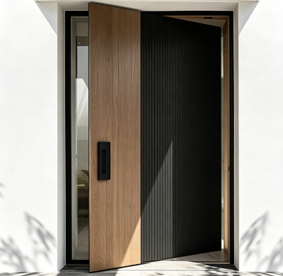 P-001 Aluminum Pivot Doors | Flame Retardant | Customized Size | Luxury Villa Entry