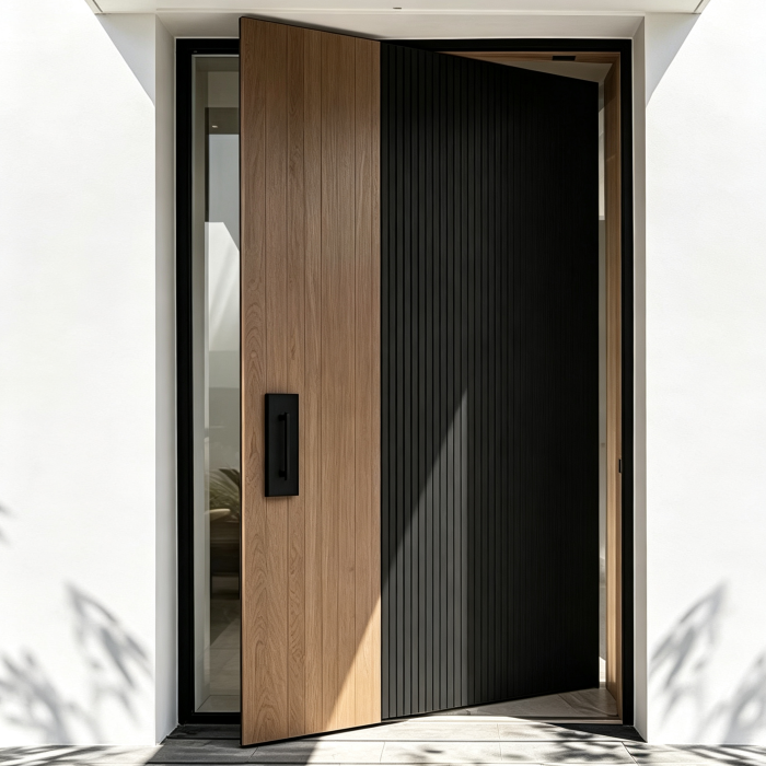 P-001 Aluminum Pivot Doors | Flame Retardant | Customized Size | Luxury Villa Entry