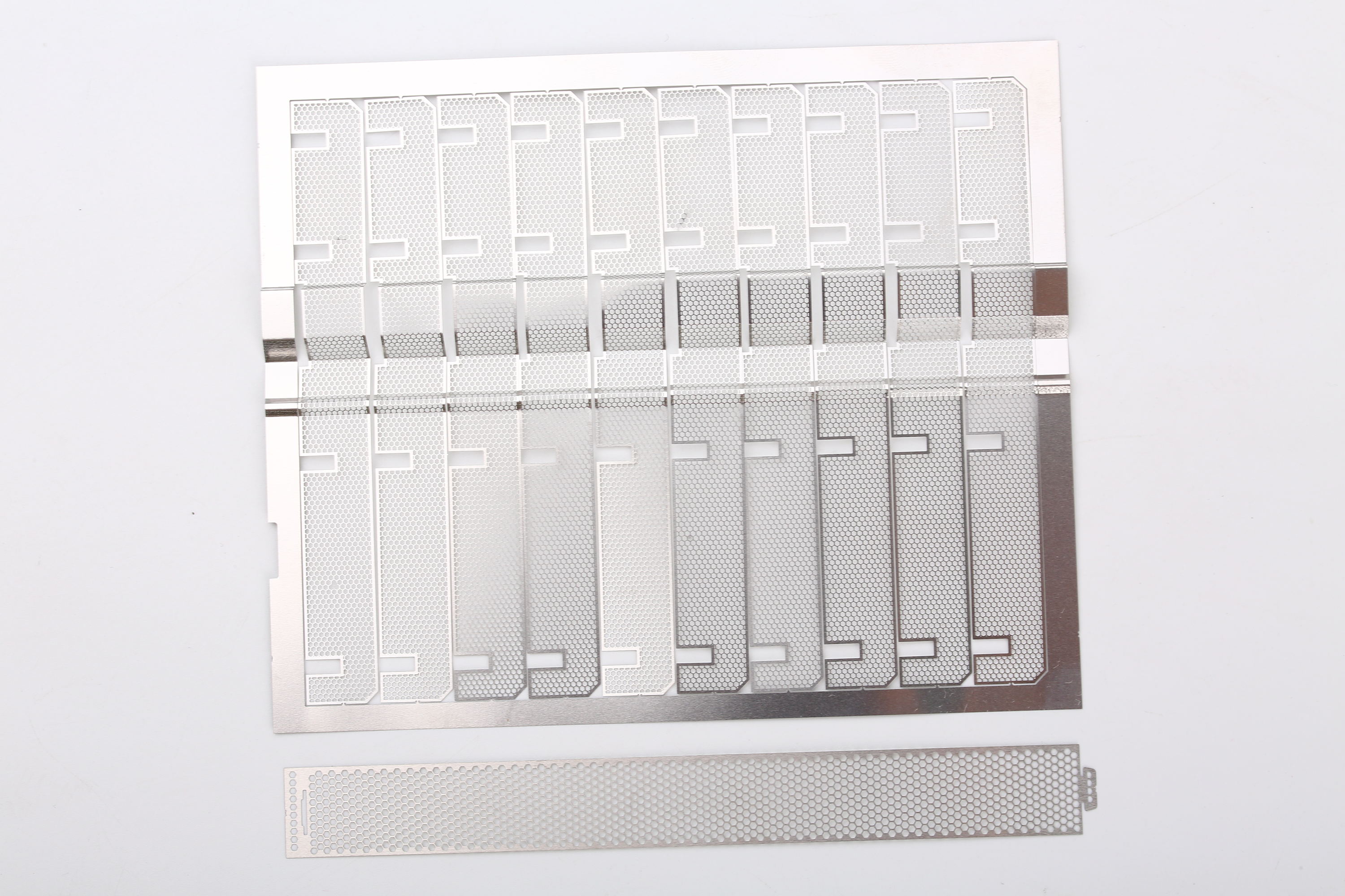 Etched Insect Screen / Protective Mesh | close view of etched features, edges and surface finish