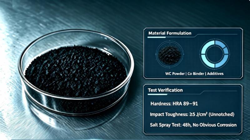 Technical Specifications Diagram of Tungsten Carbide Material Properties and Hardness