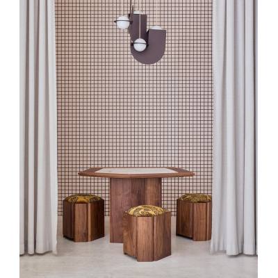 Custom Octagonal Solid Walnut Coffee Table with Natural Stone Top — OEM/ODM Manufacturer