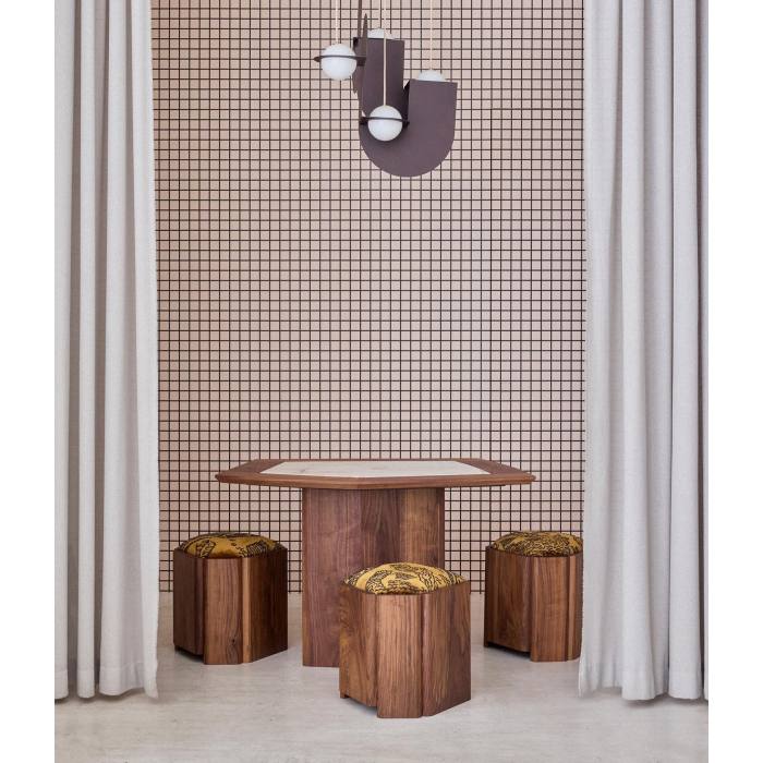 Custom Octagonal Solid Walnut Coffee Table with Natural Stone Top — OEM/ODM Manufacturer