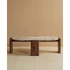 Custom Hotel Oval Marble Coffee Table with Walnut Veneer Base | Hospitality Furniture Manufacturer