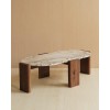 Custom Hotel Oval Marble Coffee Table with Walnut Veneer Base | Hospitality Furniture Manufacturer