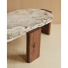 Custom Hotel Oval Marble Coffee Table with Walnut Veneer Base | Hospitality Furniture Manufacturer