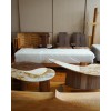 Custom Hotel Oval Marble Coffee Table with Walnut Veneer Base | Hospitality Furniture Manufacturer