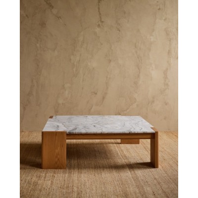 Custom Square Marble Coffee Table with Wood Base | Custom Hotel Furniture Manufacturer
