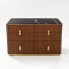 Custom Hotel Walnut Hotel Drawer Cabinet | Custom Hospitality Cabinet Marble Look Top | Hospitality Manufacturer