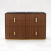 Custom Hotel Walnut Hotel Drawer Cabinet | Custom Hospitality Cabinet Marble Look Top | Hospitality Manufacturer