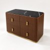 Custom Hotel Walnut Hotel Drawer Cabinet | Custom Hospitality Cabinet Marble Look Top | Hospitality Manufacturer