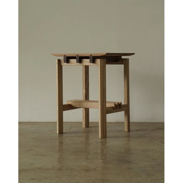 Custom Wood Side Table with Slatted Lower Rack | Unique Hotel Room Furniture Manufacturer