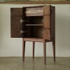 Custom Walnut-Tone Tall Storage Cabinet with Tapered Legs | OEM/ODM Manufacturer