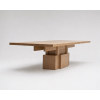 Custom Wood Dining Table with Sculptural Block Base | Indoor Hotel Dinning Table Manufacturer