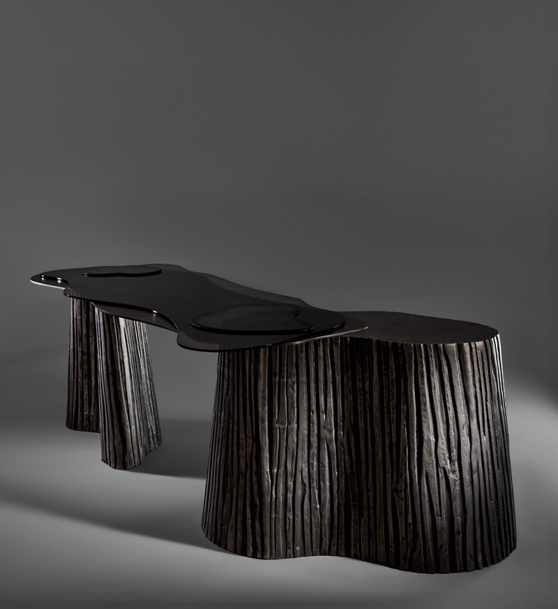 Custom Glass and Cast-Metal Hotel Lobby Tables
