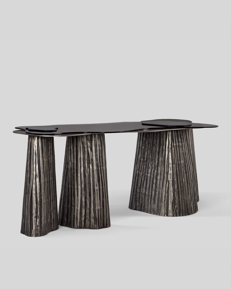 Custom Glass and Cast-Metal Hotel Lobby Tables material detail