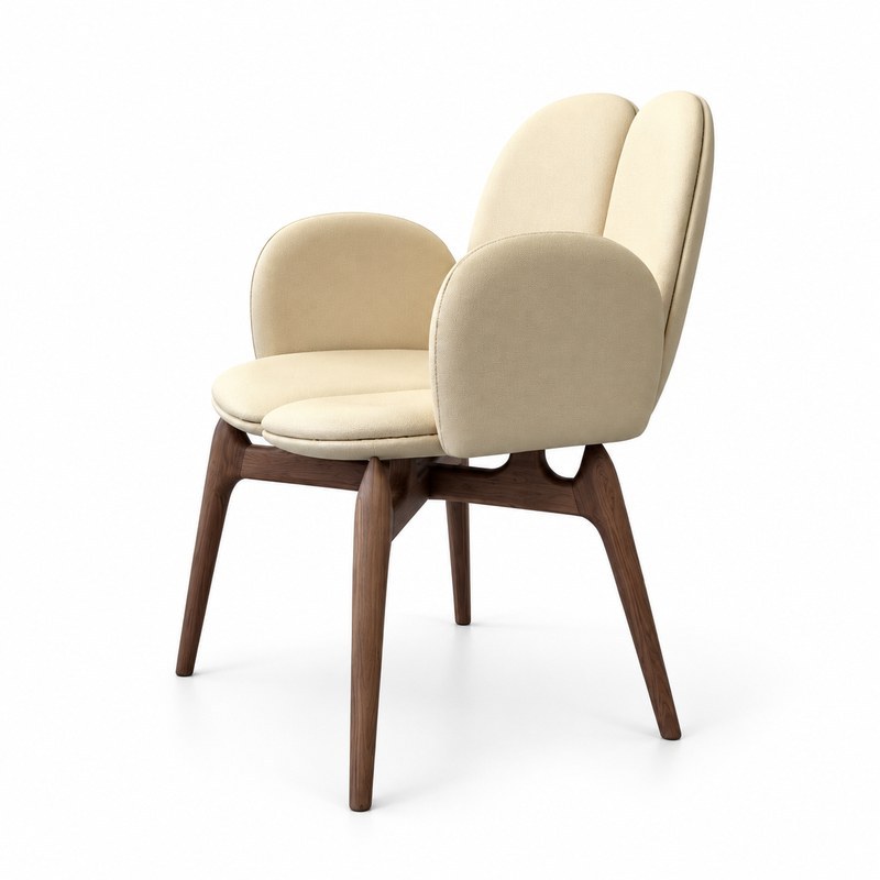 Sculptural Two-Seat Upholstered Hotel Lounge Chair with Split Back - view 3