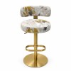 Custom Upholstered Hotel Bar Stool with Gold Metal Pedestal | OEM/ODM Manufacturer