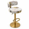Custom Upholstered Hotel Bar Stool with Gold Metal Pedestal | OEM/ODM Manufacturer
