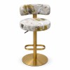 Custom Upholstered Hotel Bar Stool with Gold Metal Pedestal | OEM/ODM Manufacturer
