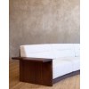 Custom Curved Hotel Suite Sofa with Sculptural Wood Arms | OEM/ODM Manufacturer