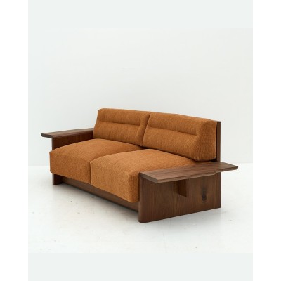 Custom Two-Seater Hotel Sofa | Wood Arms Hospitality Sofa Manufacturer | OEM/ODM Hotel Sofa Manufacturer