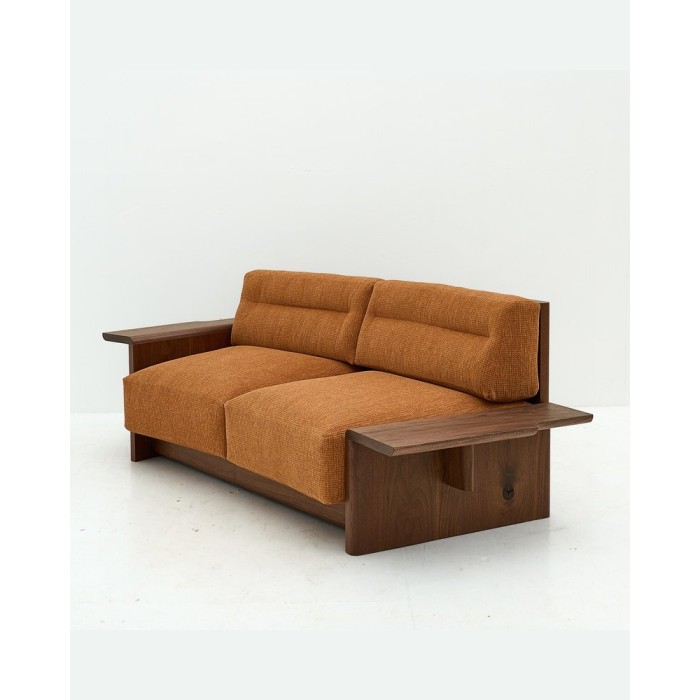 Custom Two-Seater Hotel Sofa | Wood Arms Hospitality Sofa Manufacturer | OEM/ODM Hotel Sofa Manufacturer