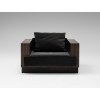 Custom Brutalist Walnut Hotel Lounge Chair with Black Velvet Upholstery