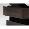 Custom Brutalist Walnut Hotel Lounge Chair with Black Velvet Upholstery