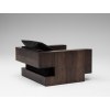 Custom Brutalist Walnut Hotel Lounge Chair with Black Velvet Upholstery