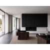 Custom Brutalist Walnut Hotel Lounge Chair with Black Velvet Upholstery