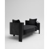 Custom Asymmetrical Black Upholstered Hotel Lounge Sofa with Marble Base