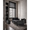 Custom Asymmetrical Black Upholstered Hotel Lounge Sofa with Marble Base