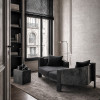 Custom Upholstered Hotel Sofa | Luxury Black Lounge Sofa with Marble Base | Hotel Lobby Sofa Manufacturer
