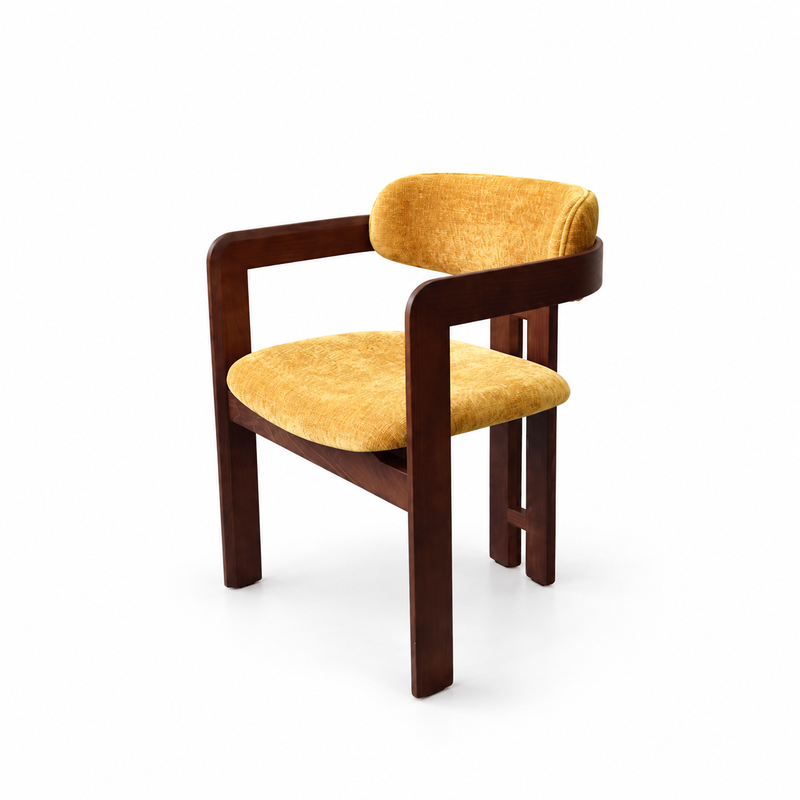 Custom Upholstered Hotel Armchair with Sculptural Wood-Grain Frame - view 2