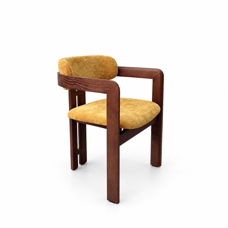 Custom Upholstered Hotel Armchair with Sculptural Wood-Grain Frame - view 3