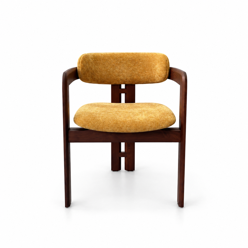 Custom Upholstered Hotel Armchair with Sculptural Wood-Grain Frame - view 4