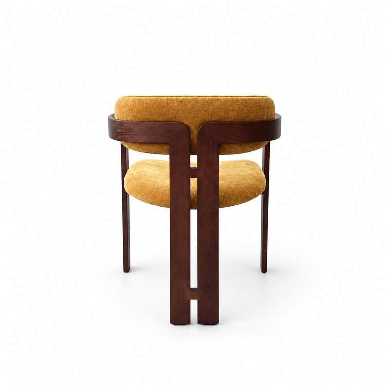 Custom Upholstered Hotel Armchair with Sculptural Wood-Grain Frame - view 5