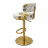Custom Upholstered Hotel Bar Stool with Gold Metal Pedestal | OEM/ODM Manufacturer